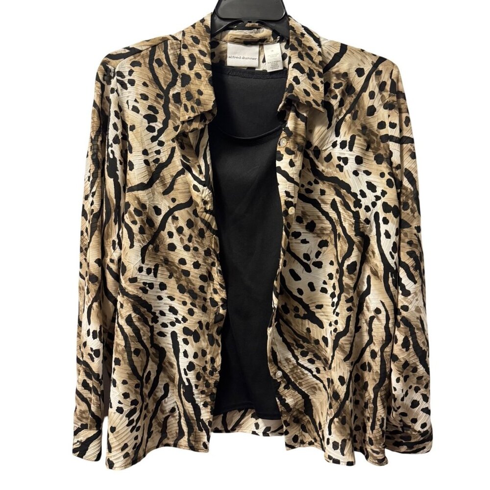 Alfred Dunner Leopard Print Button-Down Blouse Wi… - image 6